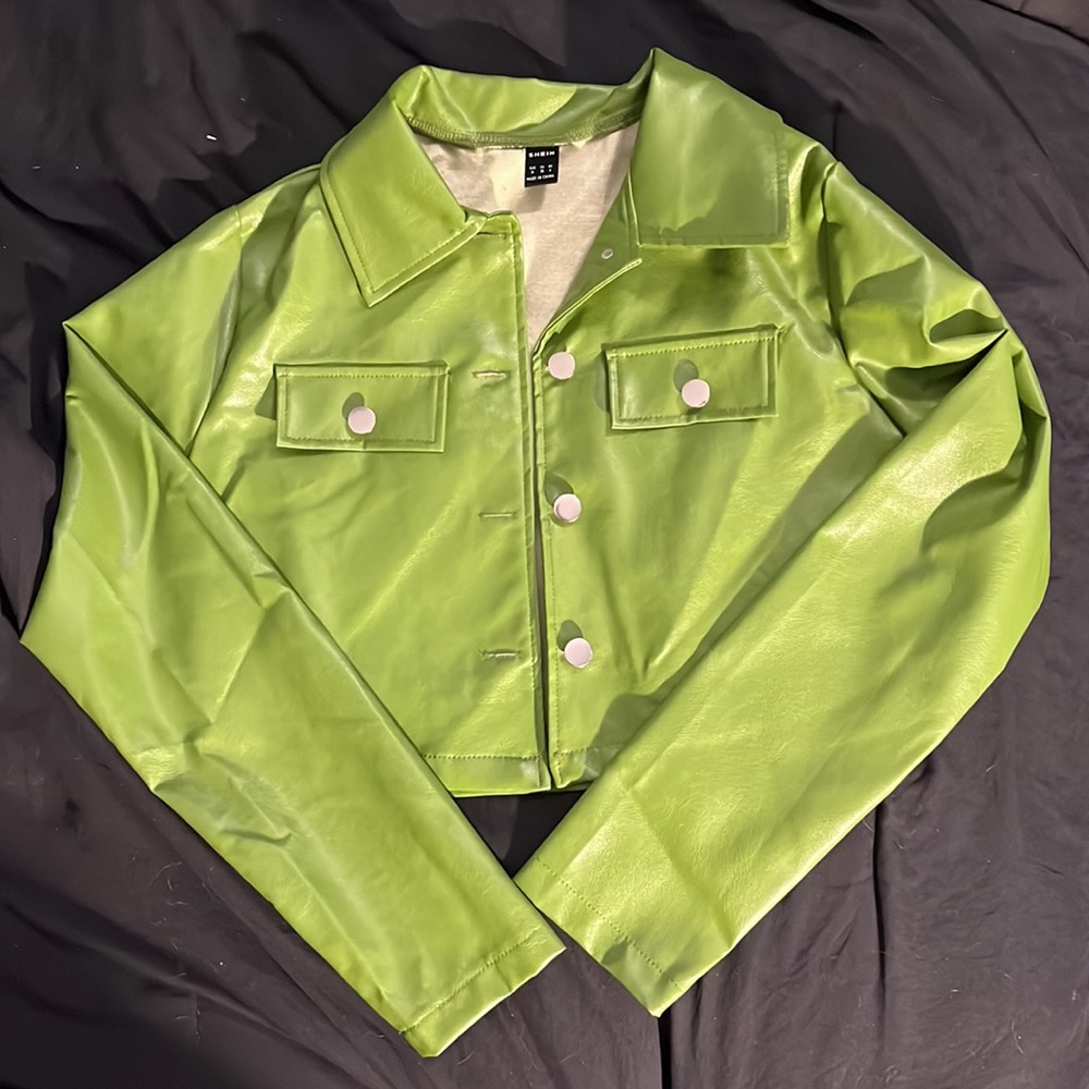 Green PU Leather Jacket
